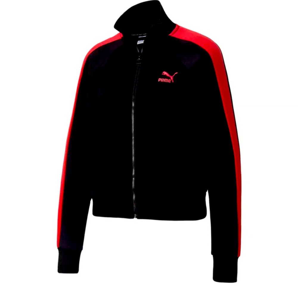 Puma Black Jacket with Pink Stripes